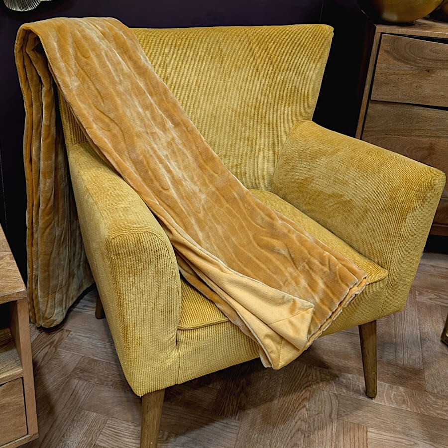 Plaid Doux 130x170 cm Ocre Doré | Deco-Delight.com