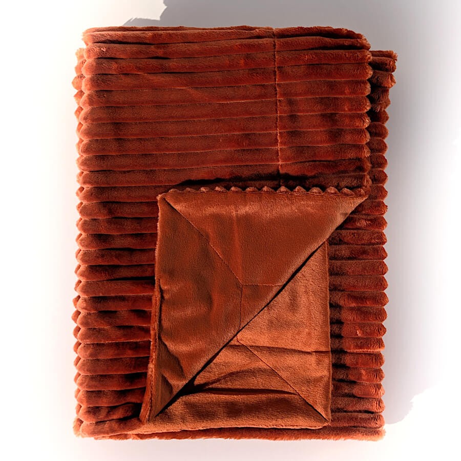 Plaid côtelé 130x170 cm couleur Terracotta | Deco-Delight.com