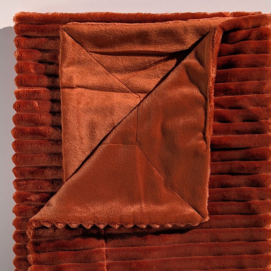 Plaid côtelé 130x170 cm couleur Terracotta | Deco-Delight.com