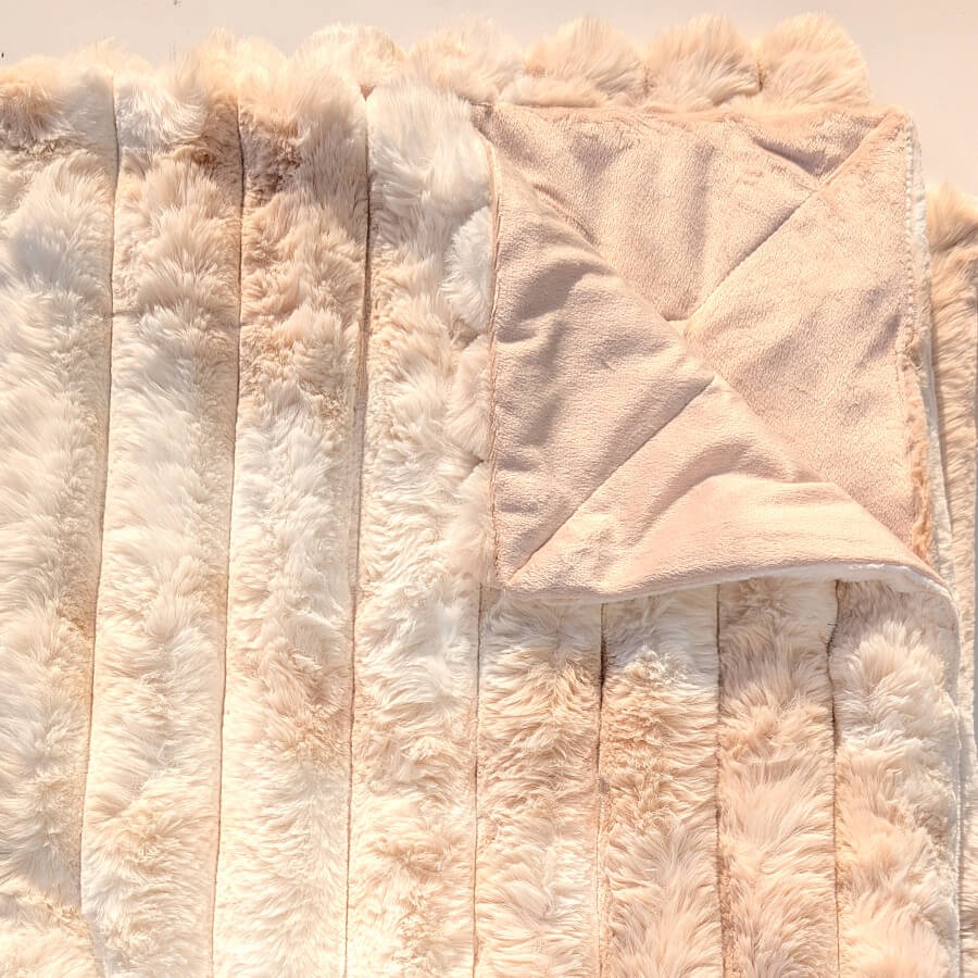 Plaid chaud à larges côtes 130x170 cm Crème | Deco-Delight.com