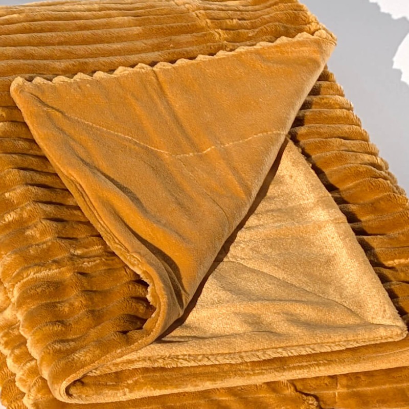 Plaid côtelé 130x170 cm couleur Camel | Deco-Delight.com