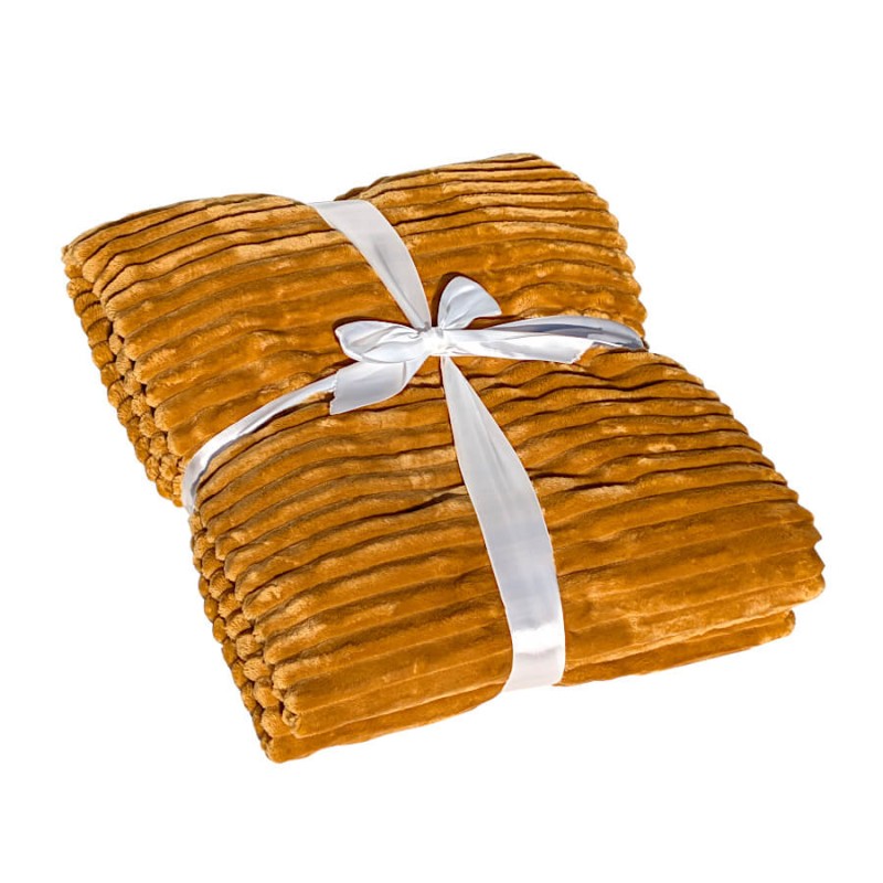 Plaid côtelé 130x170 cm couleur Camel | Deco-Delight.com