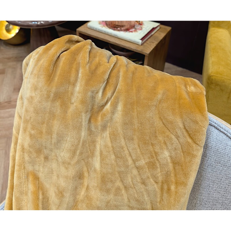Plaid Doux 130x170 cm Ocre Doré | Deco-Delight.com