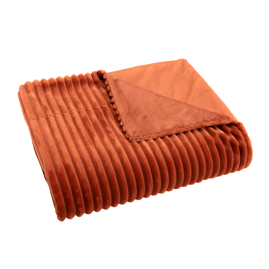 Plaid côtelé 130x170 cm couleur Terracotta | Deco-Delight.com