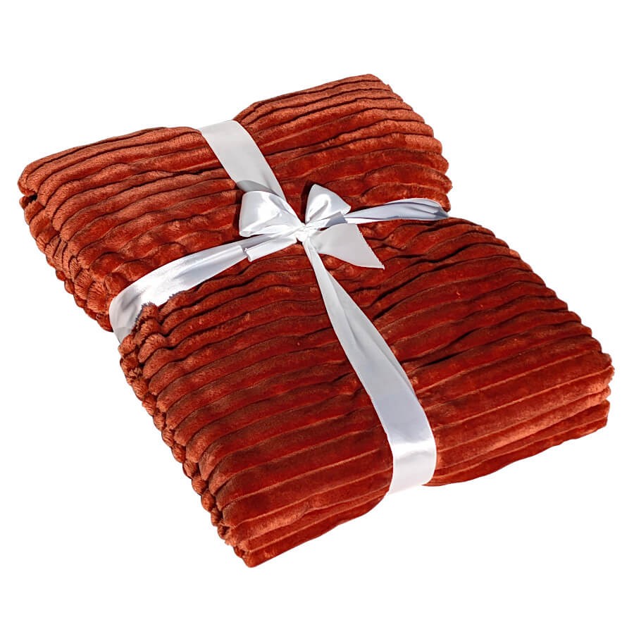 Plaid côtelé 130x170 cm couleur Terracotta | Deco-Delight.com