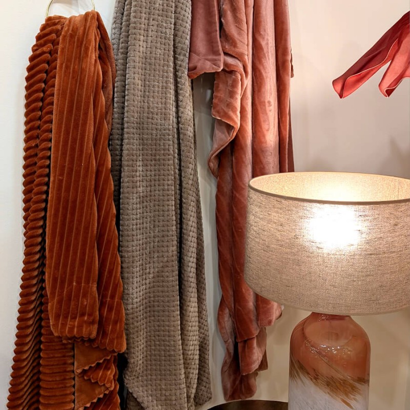 Plaid côtelé 130x170 cm couleur Terracotta | Deco-Delight.com