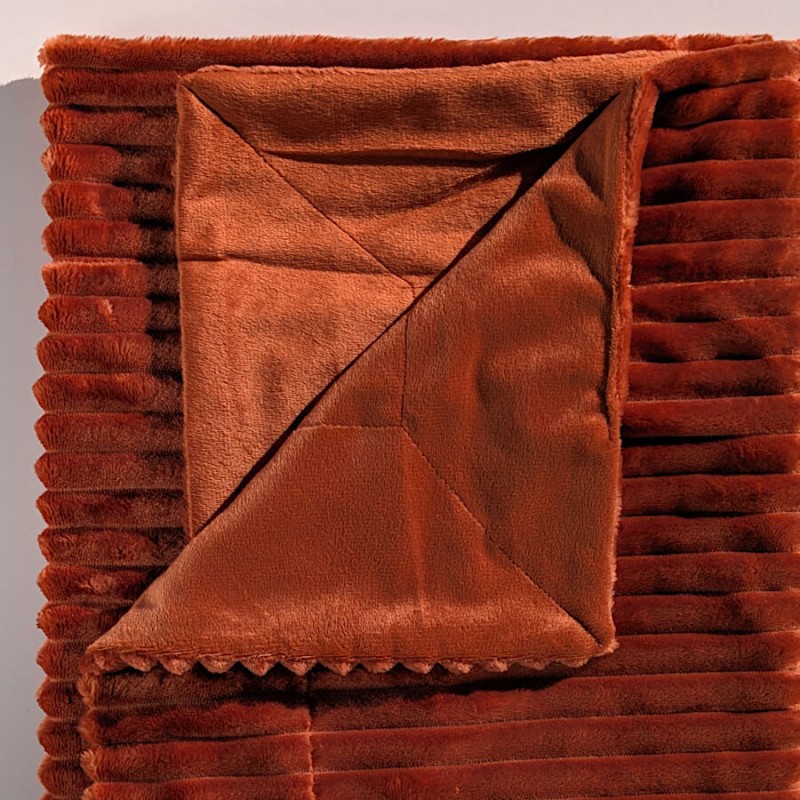 Plaid côtelé 130x170 cm couleur Terracotta | Deco-Delight.com