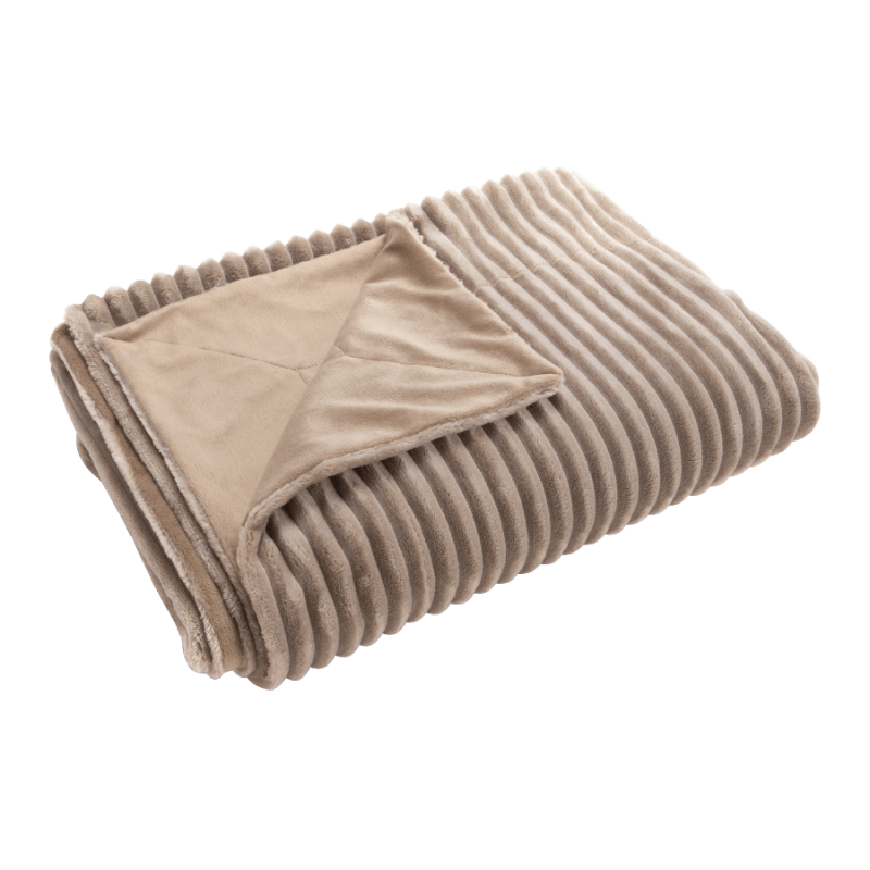 Plaid côtelé 130x170 cm couleur Taupe | Deco-Delight.com