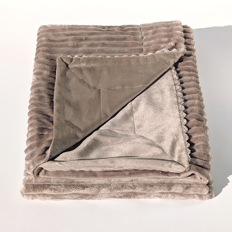 Plaid côtelé 130x170 cm couleur Taupe | Deco-Delight.com