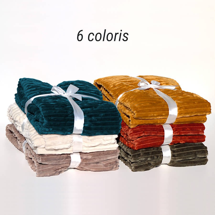 Plaid côtelé 130x170 cm couleur Taupe | Deco-Delight.com