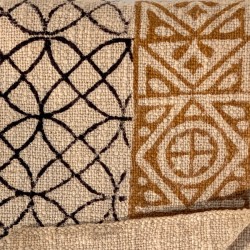 Plaid ethnique noir & liseré moutarde 130×160 cm | Deco-Delight.com