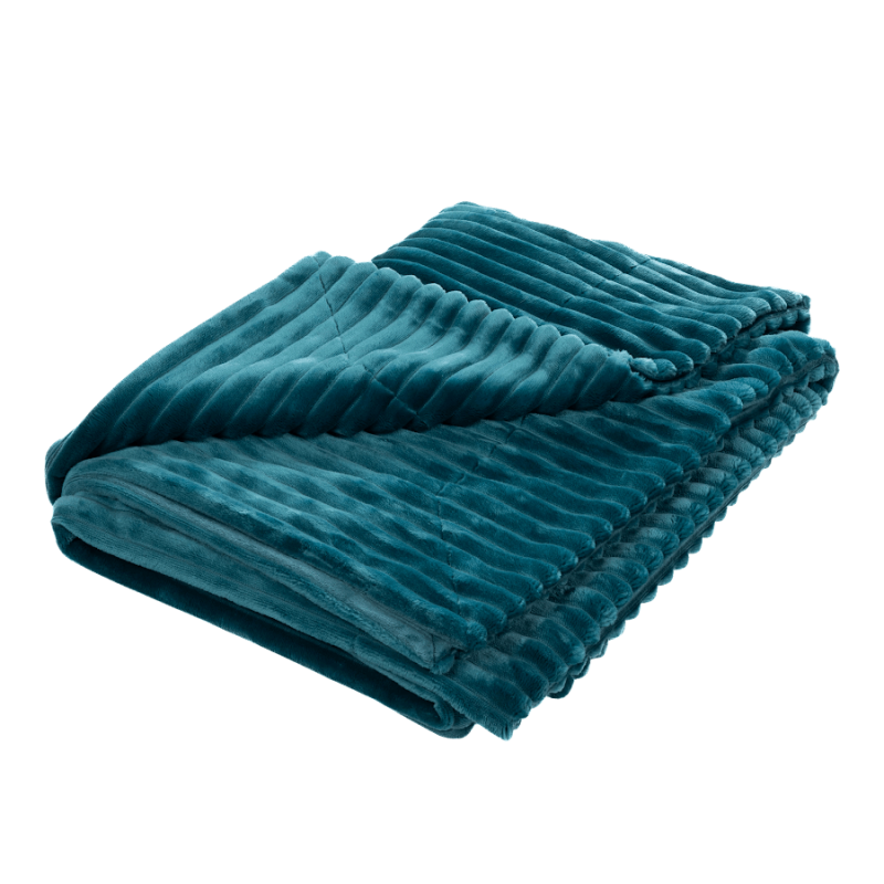 Plaid côtelé 130x170 cm couleur Bleu canard | Deco-Delight.com