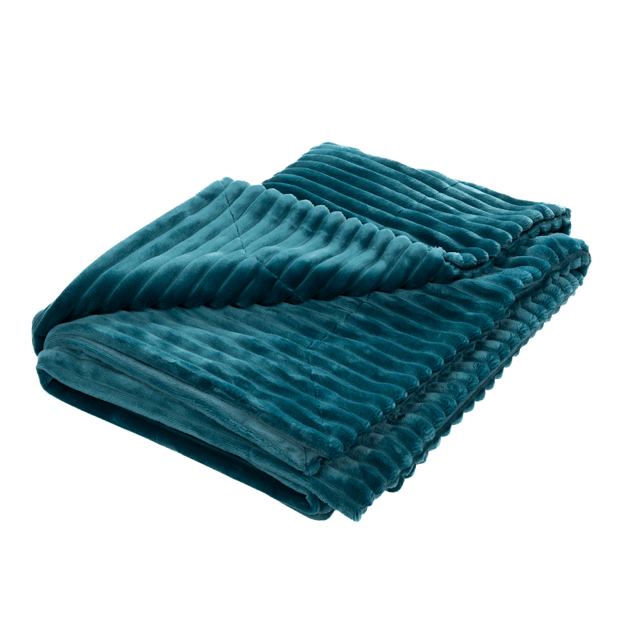 Plaid côtelé 130x170 cm couleur Bleu canard | Deco-Delight.com