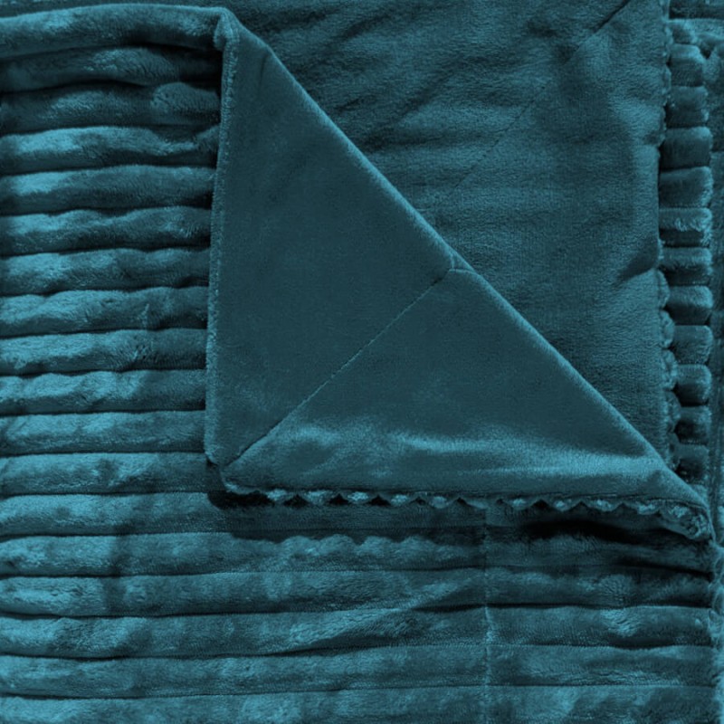Plaid côtelé 130x170 cm couleur Bleu canard | Deco-Delight.com