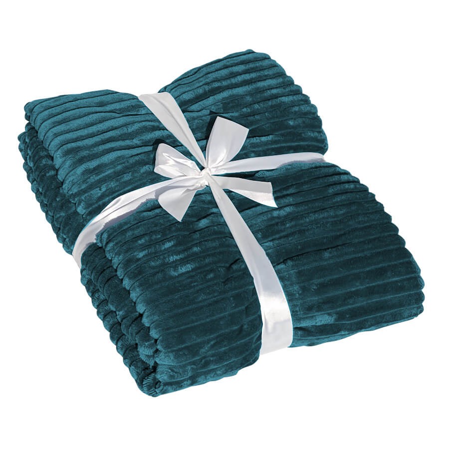 Plaid côtelé 130x170 cm couleur Bleu canard | Deco-Delight.com