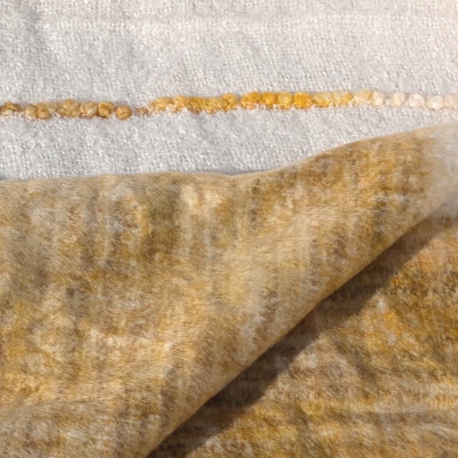 Plaid Tissé franges 130x170 cm Crème et Moutarde | Deco-Delight.com