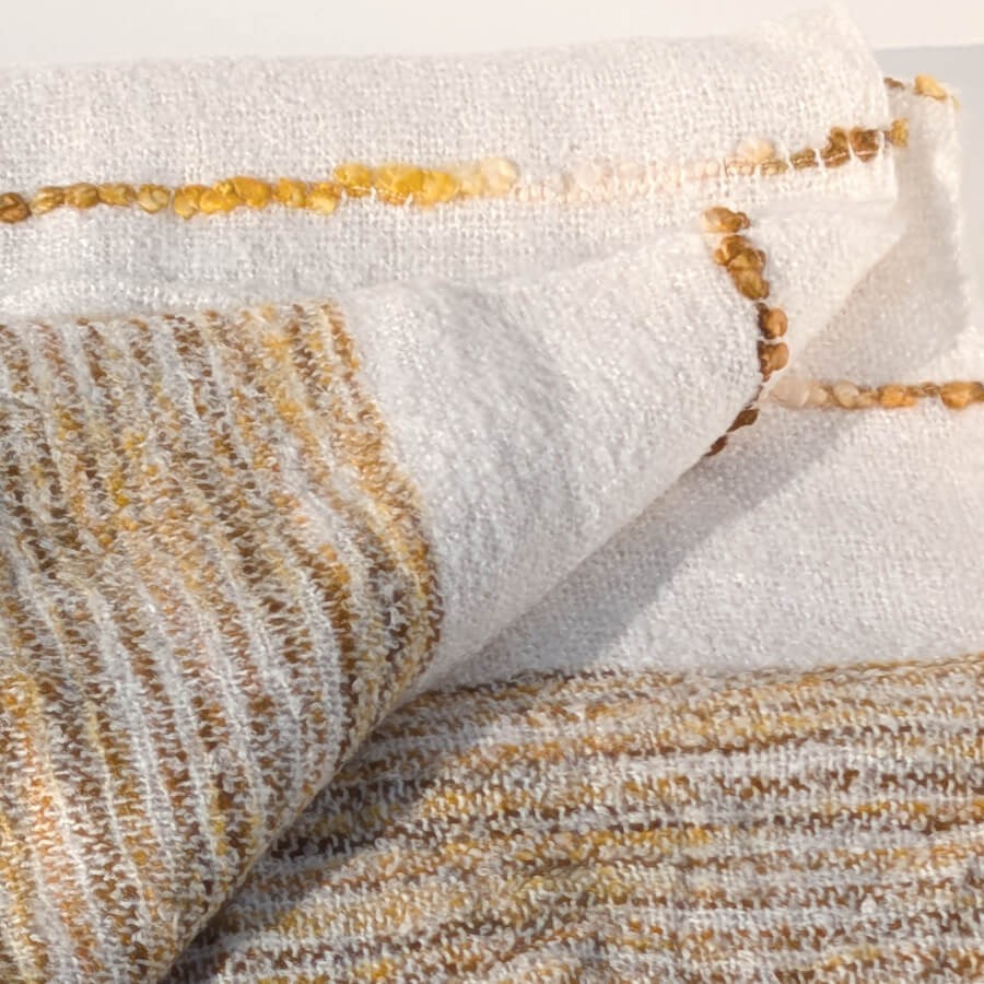 Plaid Tissé franges 130x170 cm Crème et Moutarde | Deco-Delight.com