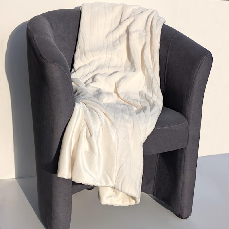 Plaid doux 130x170 cm couleur Ivoire | Deco-Delight.com