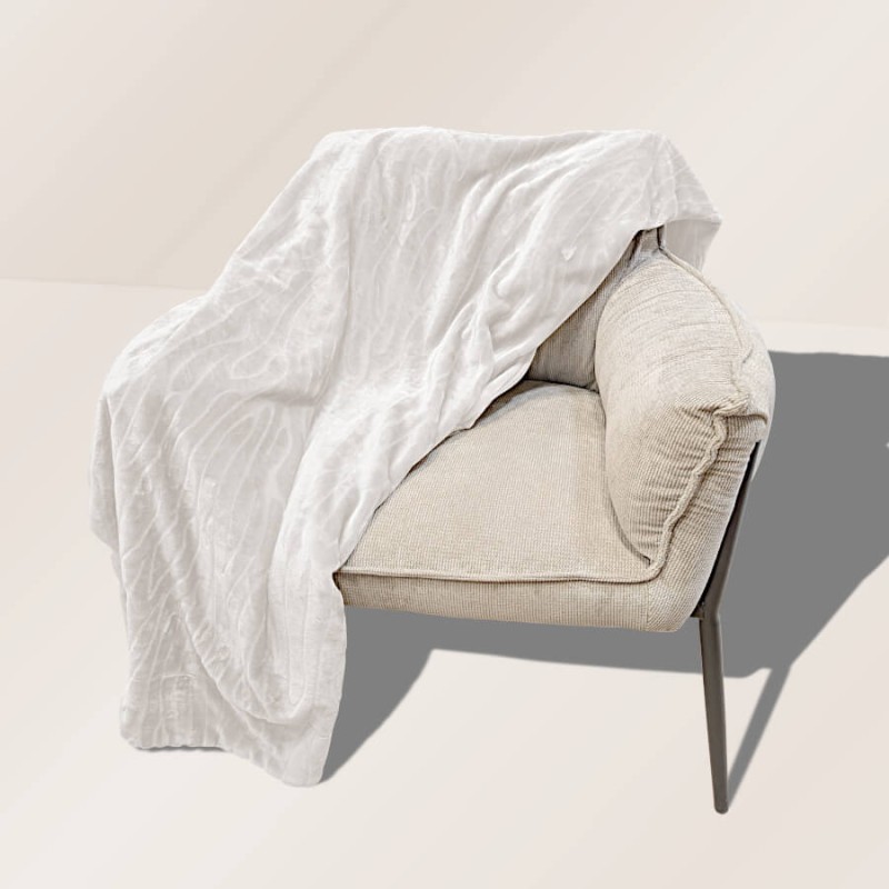 Plaid doux 130x170 cm couleur Ivoire | Deco-Delight.com