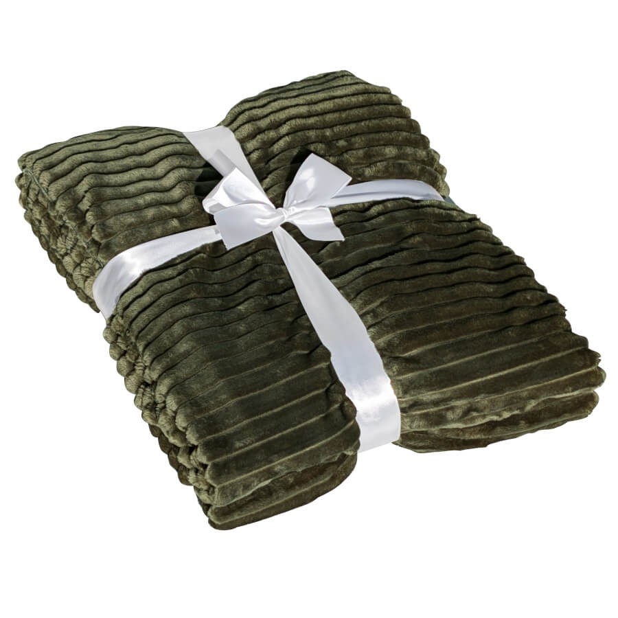 Plaid côtelé 130x170 cm couleur Kaki | Deco-Delight.com