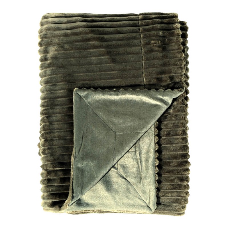 Plaid côtelé 130x170 cm couleur Kaki | Deco-Delight.com