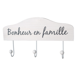 Patère murale Bonheur en famille blanche L37 cm | Deco-Delight.com