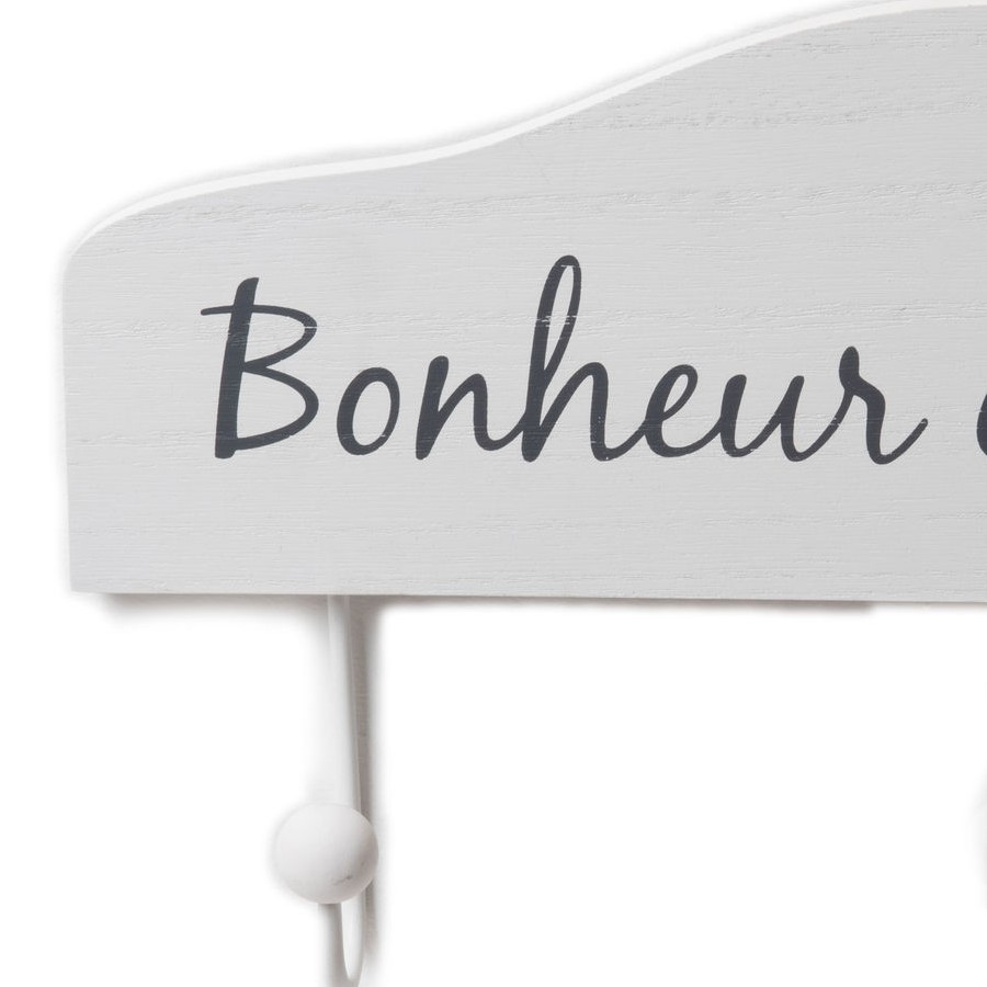 Patère murale Bonheur en famille blanche L37 cm | Deco-Delight.com