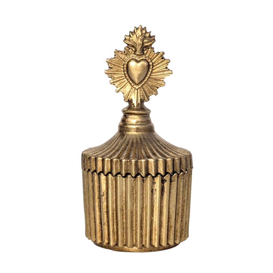 Boîte en résine ex-voto Cœur Sacré doré H13 cm | Deco-Delight.com