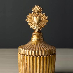 Boîte en résine ex-voto Cœur Sacré doré H13 cm | Deco-Delight.com