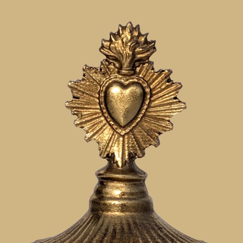 Boîte en résine ex-voto Cœur Sacré doré H13 cm | Deco-Delight.com