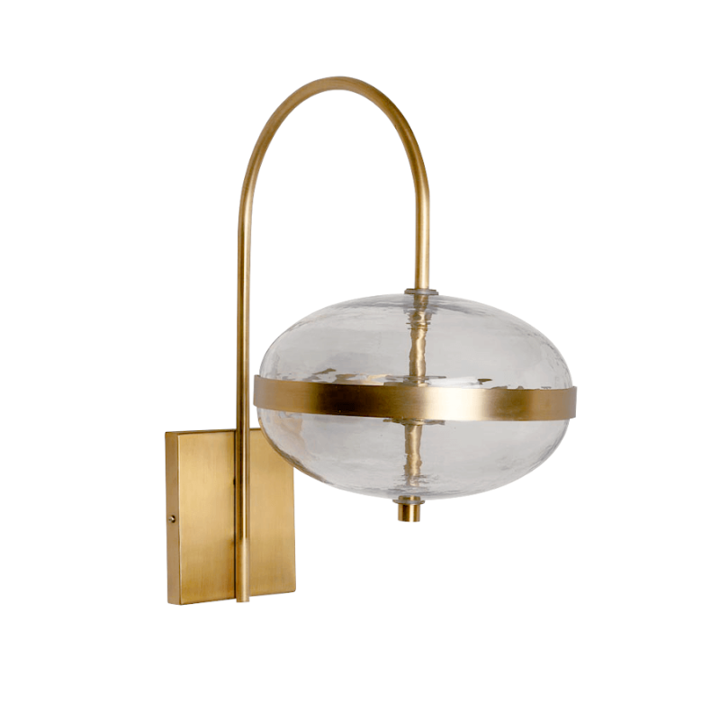 Applique Murale Globe Laiton Brossé & Verre Texturé | Deco-Delight.com