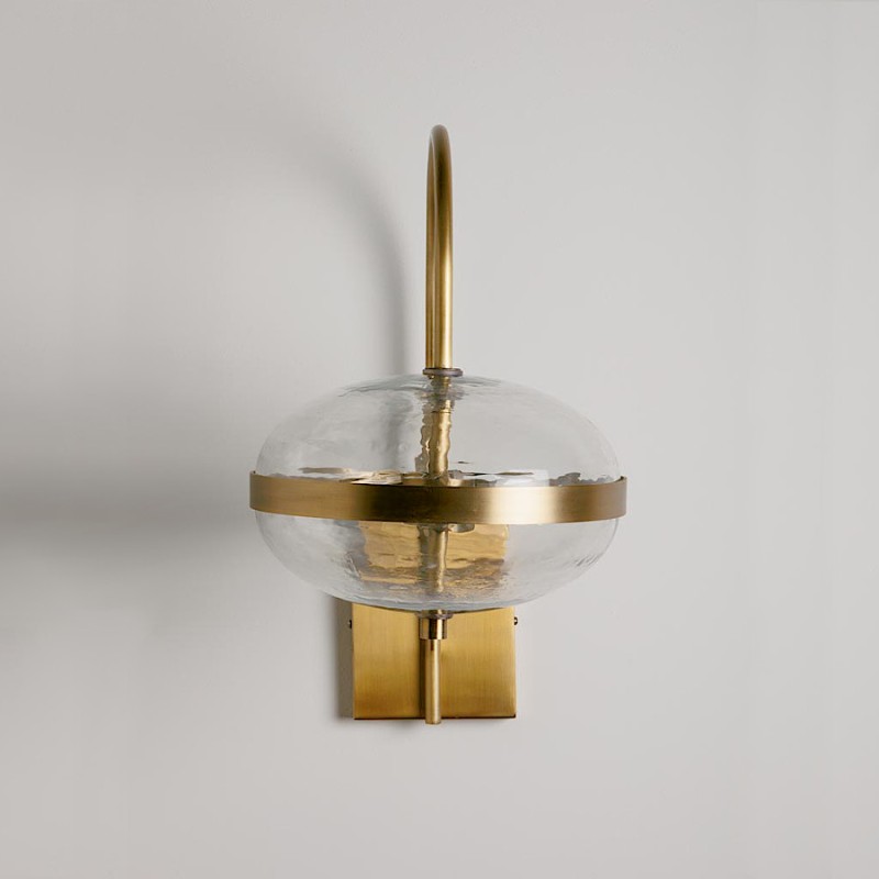 Applique Murale Globe Laiton Brossé & Verre Texturé | Deco-Delight.com