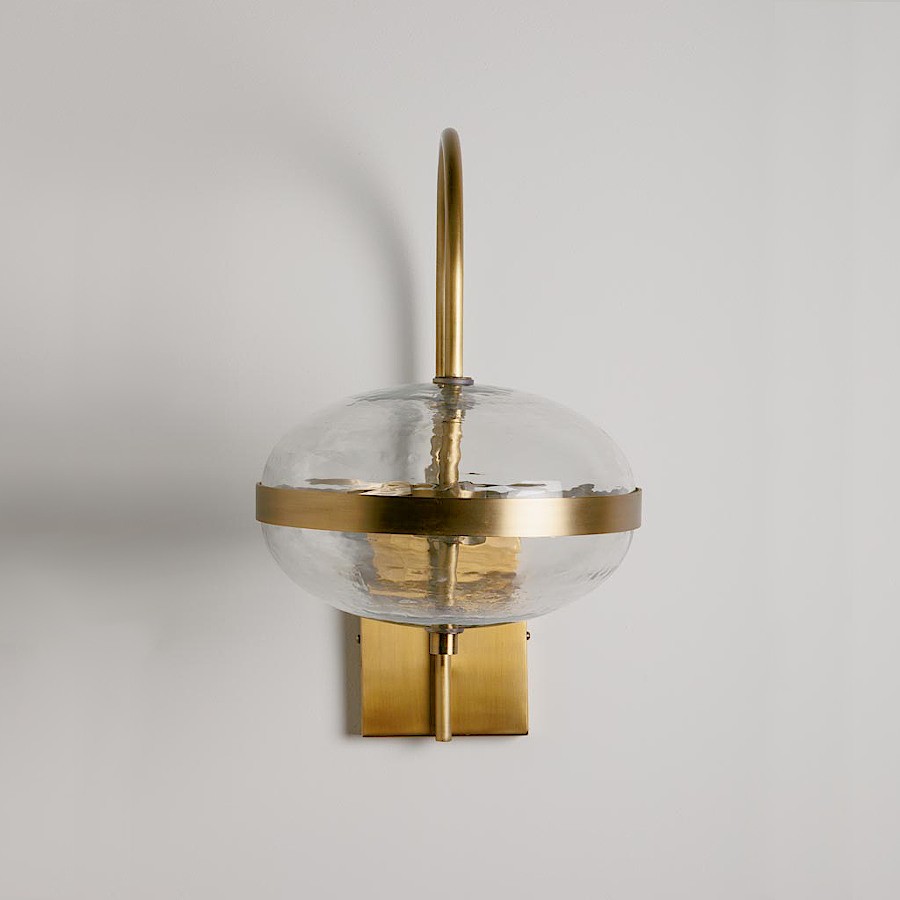 Applique Murale Globe Laiton Brossé & Verre Texturé | Deco-Delight.com