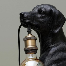 Lampe à Poser Chien en Résine Noire Abby H50 cm | Deco-Delight.com