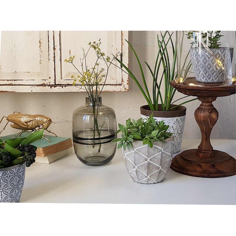 Cache-pot ciment motifs ananas H10.5  | Deco-Delight.com