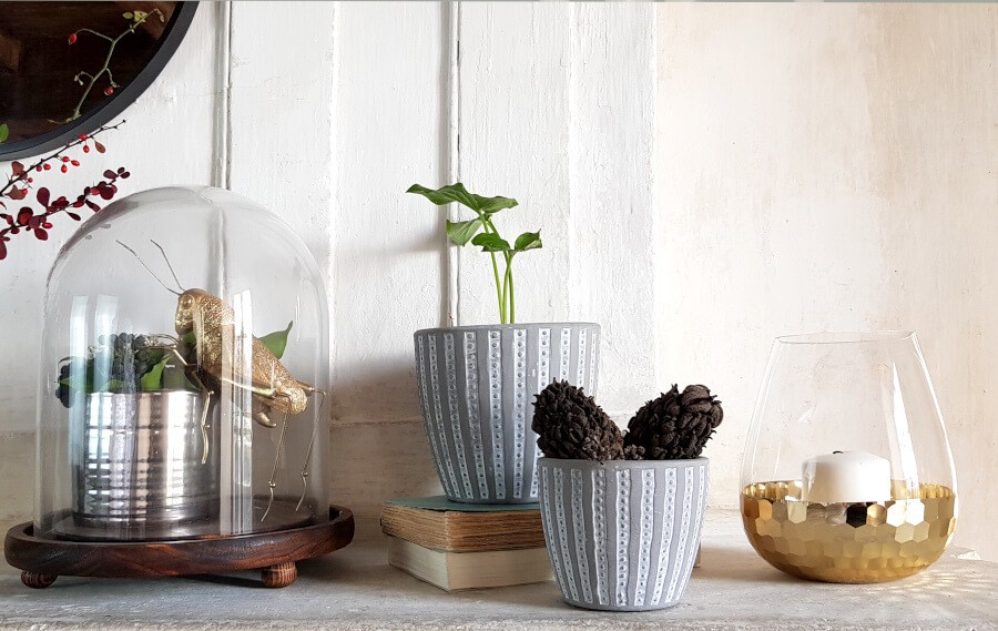 Cache-pot en céramique effet ciment  | Deco-Delight.com