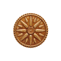 Médaillon rond Ex-Voto doré de 12 cm de diamètre, finition patinée (image produit principale).