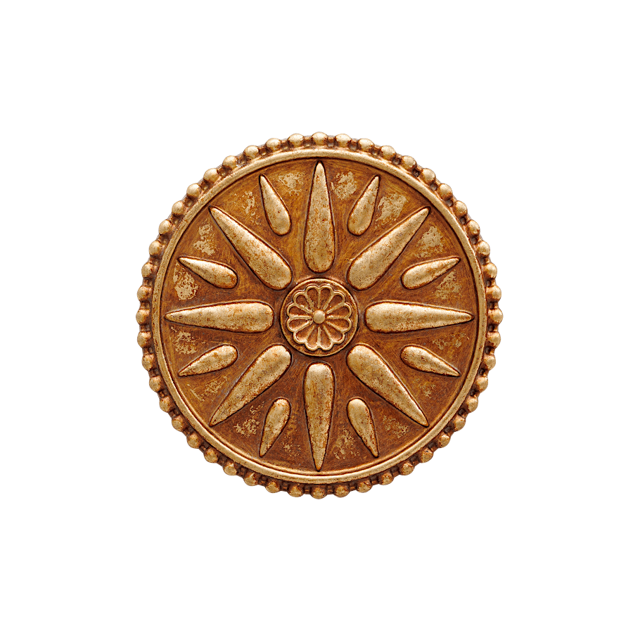 Médaillon rond Ex-Voto doré de 12 cm de diamètre, finition patinée (image produit principale).