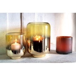 Photophore bicolore doré raffiné en verre  | Deco-Delight.com