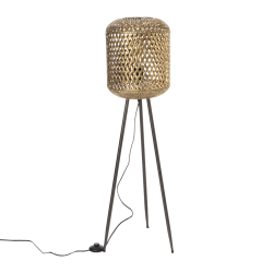 Lampadaire Abat-jour en métal tressé Doré H100 cm | Deco-Delight.com