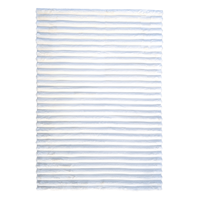 Tapis blanc 160x230 cm à relief linéaire et texture extra douce.