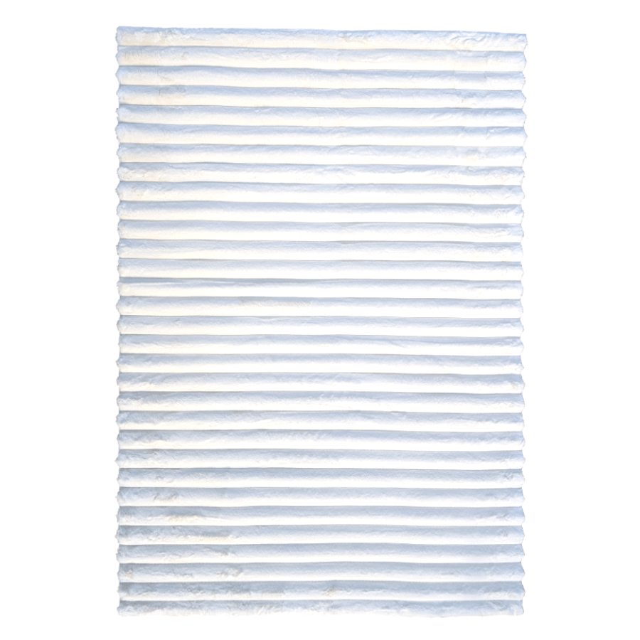 Tapis blanc 160x230 cm à relief linéaire et texture extra douce.