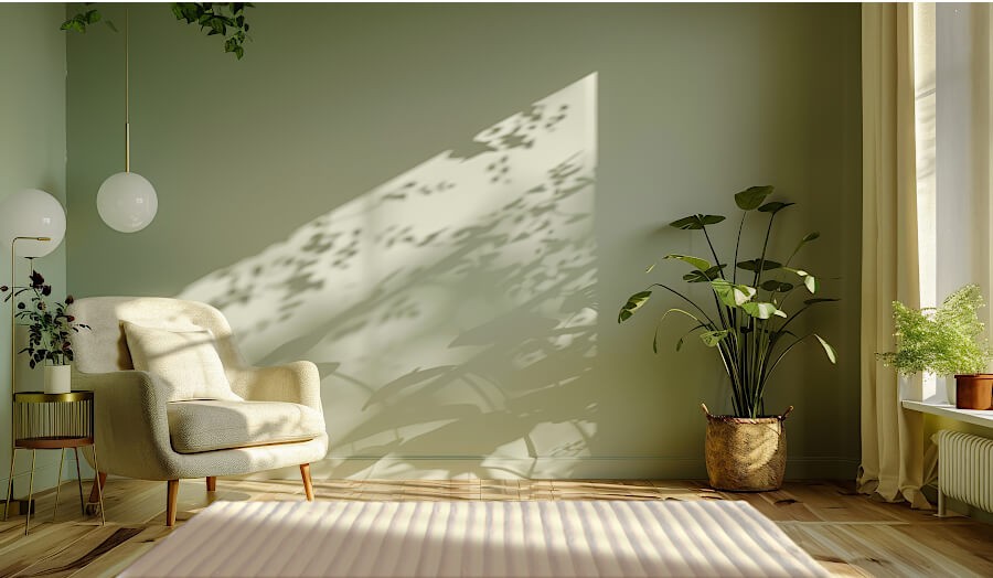 Tapis contemporain blanc pur sous un fauteuil dans un intérieur lumineux.