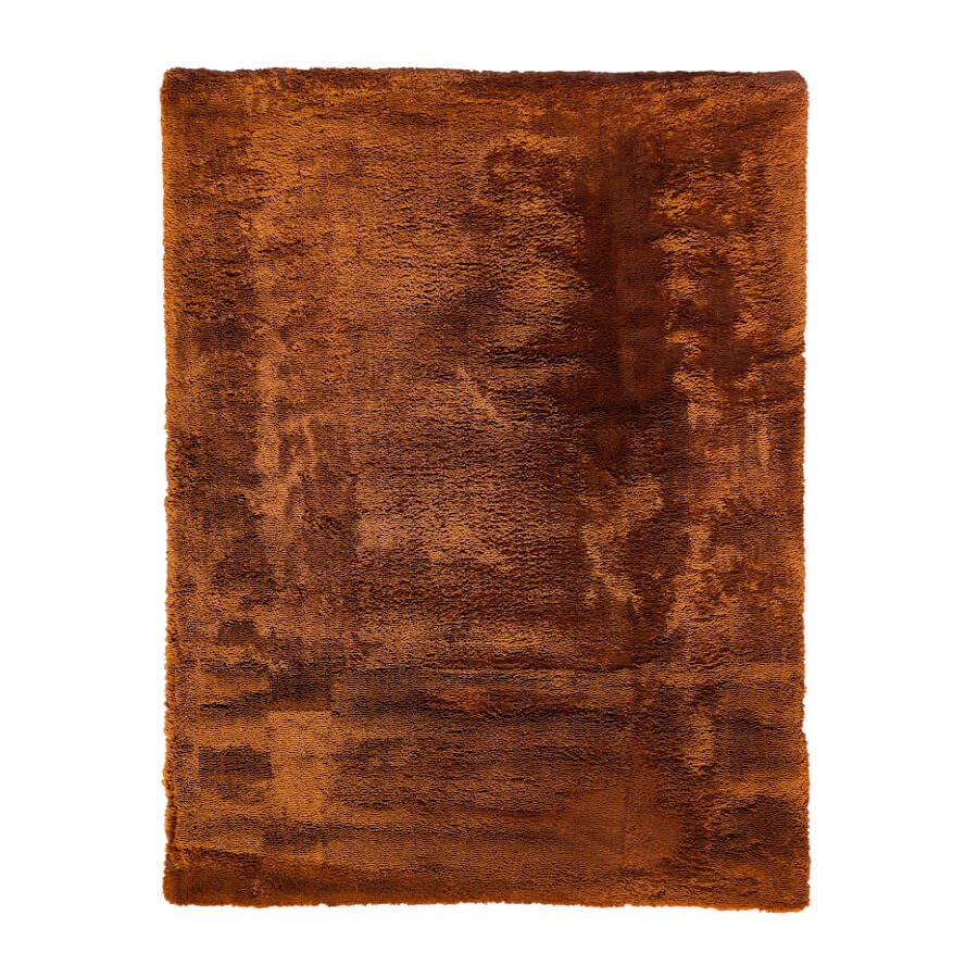 Tapis marron taupe effet fourrure 120x170 cm à poils longs.