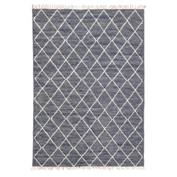 Tapis gris anthracite 160x230 cm avec, en contraste, des losanges en laine épaisse, créant un effet visuel et tactile élégant.