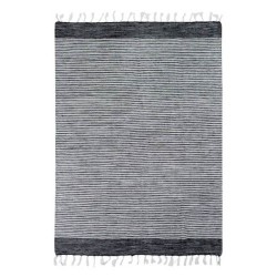 Tapis en coton noir et blanc 120x170 cm à rayures.