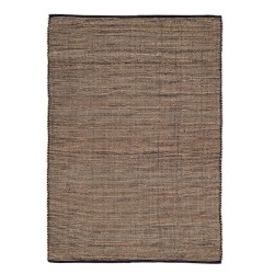Grand tapis en jute naturelle et coton noir 160x230 cm.