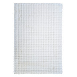 Tapis blanc 160x230 cm ultra doux à relief élégant et à l'aspect cotonneux.