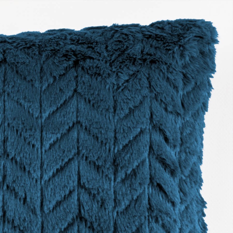 Détail de la texture peluche et de la profondeur de couleur du bleu marine ou bleu pétrole.