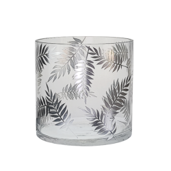 Photophore jungle argenté en verre  | Deco-Delight.com